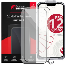 Nowe Szkło Prywatyzujące Ekranowy Samuraj do Apple iPhone 12 Pro Max z ramką Easy Fit | 2-Pack