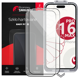 Nowe Szkło Prywatyzujące Ekranowy Samuraj do Apple iPhone 16 Pro Max z ramką Easy Fit | 2-Pack