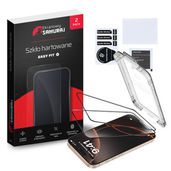 Nowe Szkło Hartowane Ekranowy Samuraj do Apple iPhone 16 Plus z ramką Easy Fit | 2-Pack